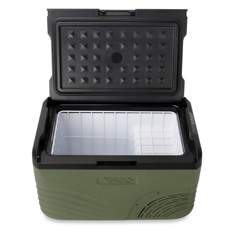 Wnętrze Yolco NX30 Green pod otwartą pokrywą