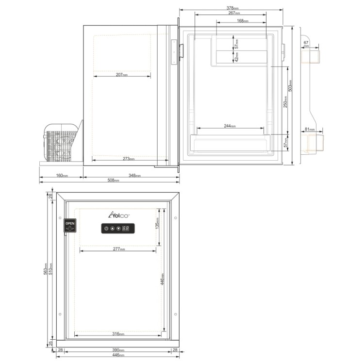 Schemat wymiarów Yolco QL40 Black